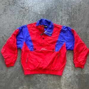VINTAGE Nordica Ski Jacket Anorak Pullover Red Blue Colorblock Mens